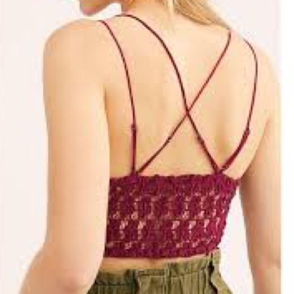 NWOT Free People Celine Magenta Red Velvet Lace Bralette Size Small - Picture 3 of 6
